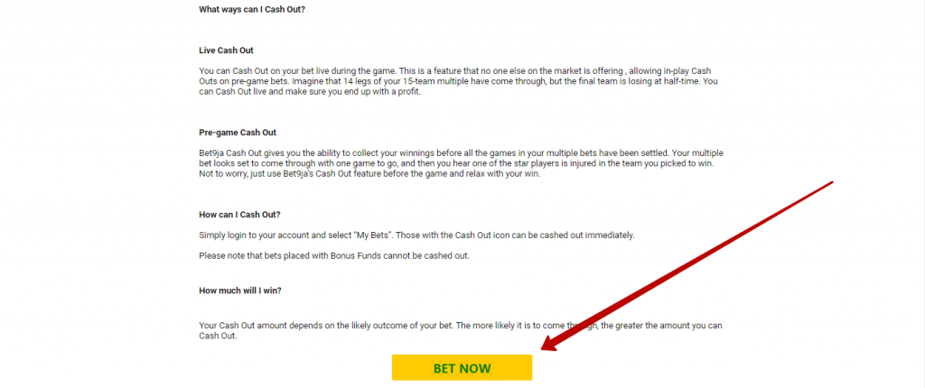 Bet9ja bonus cash out
