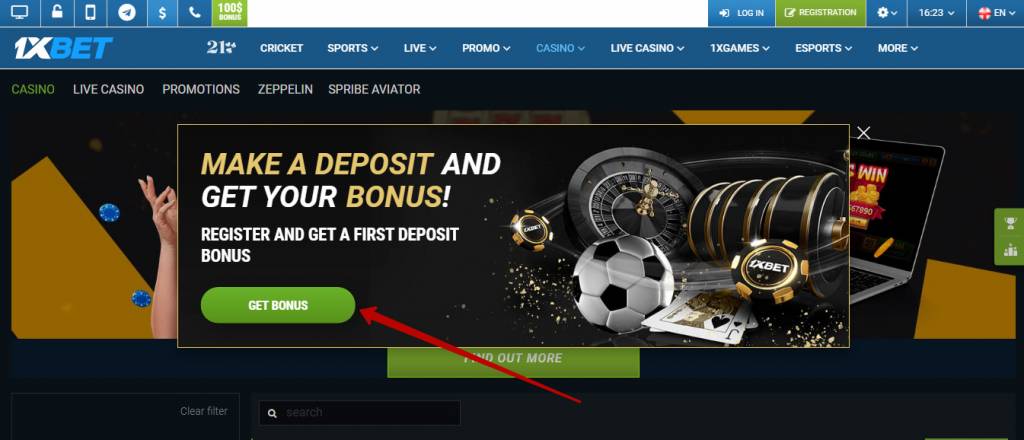 1xBet casino first deposit bonus