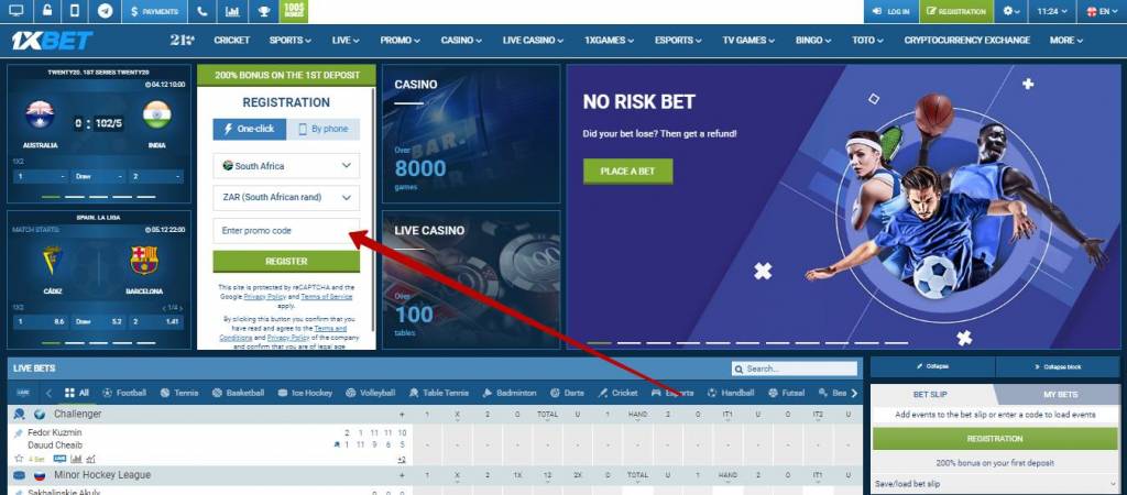 1xBet promo code in Africa