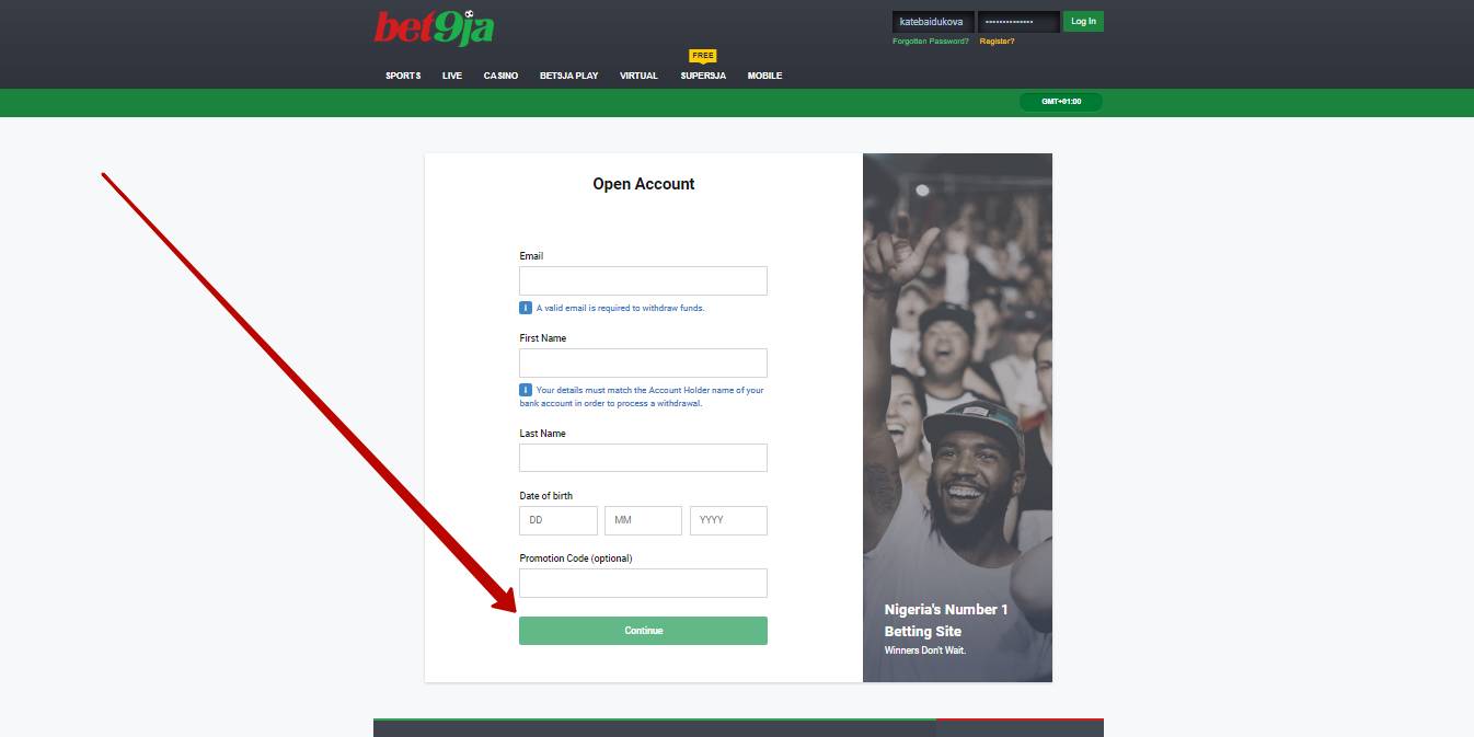 Bet9ja registration form