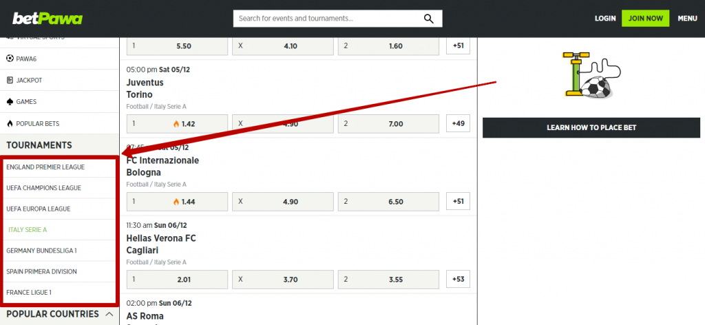 Betpawa sports betting types