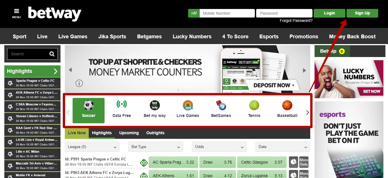 Betway sports betting types