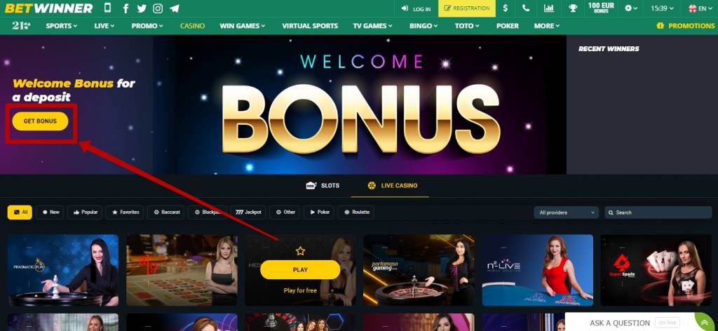 Betwinner live casino games