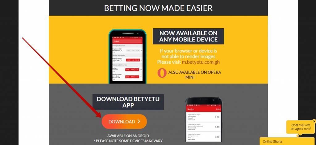 Betyetu app for mobile