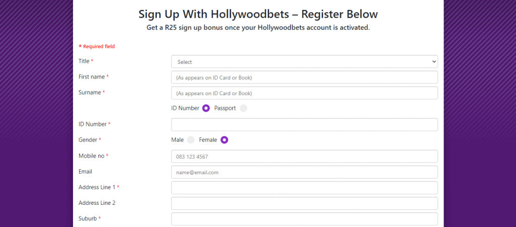 Hollywoodbets sign up in Africa