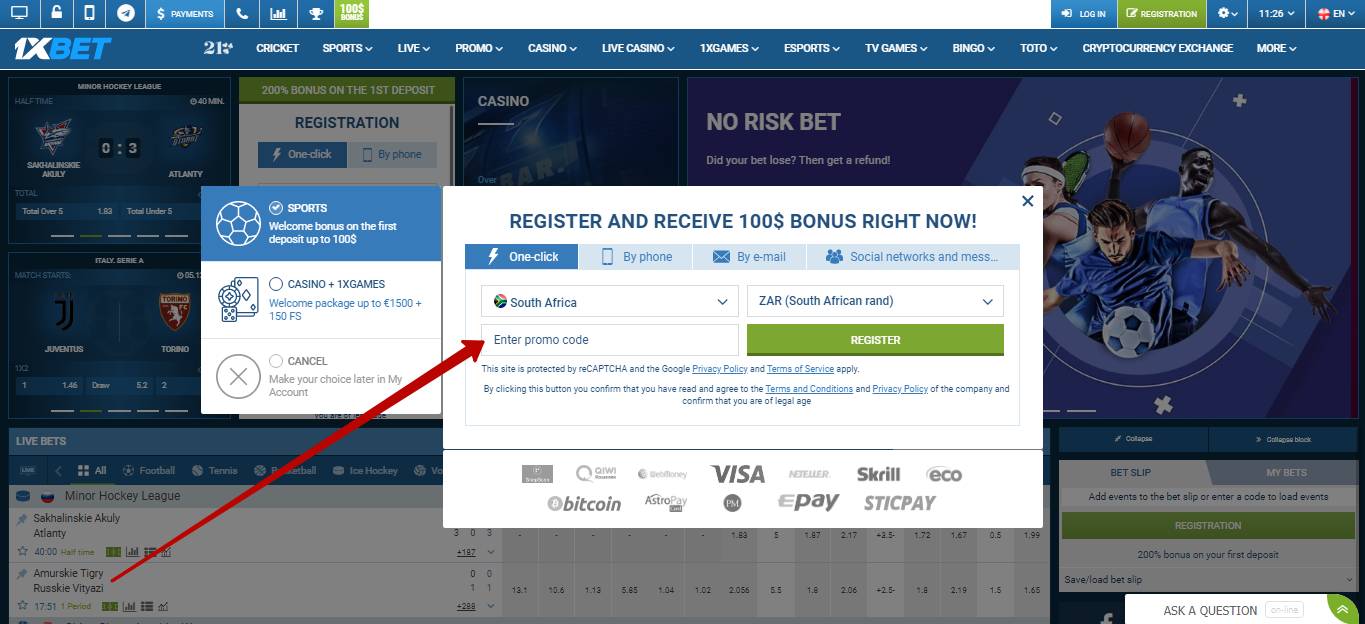 1XBet promo code how to use 1xbet bonus code, bonus account