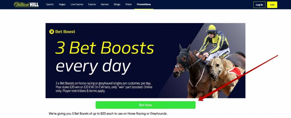 William Hill bonus bet boosts