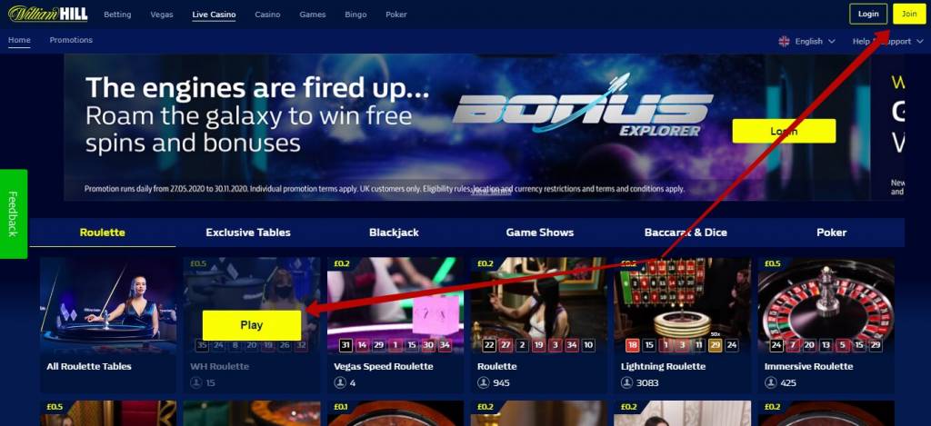 William Hill casino games