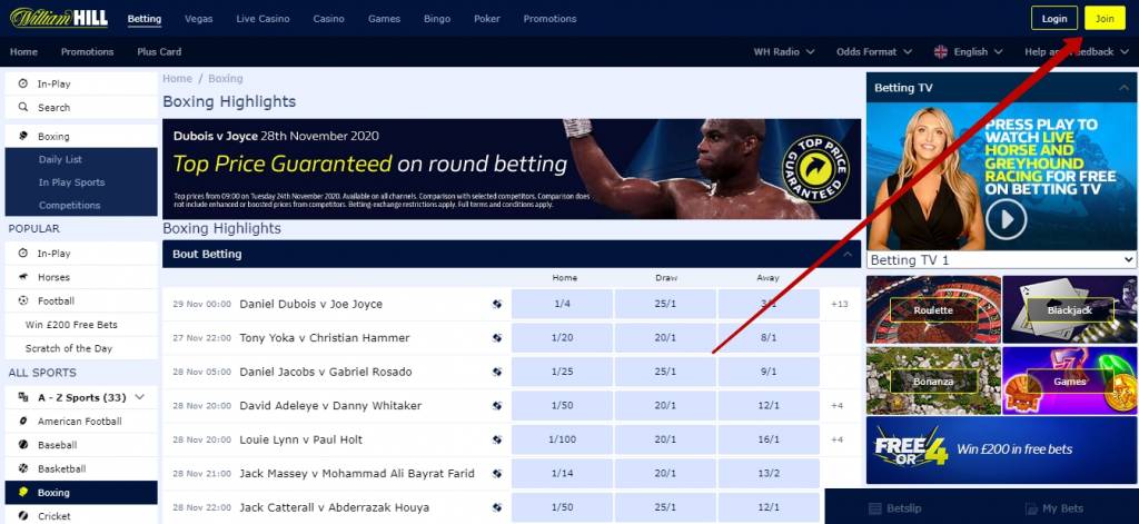 William Hill sports betting types